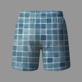billige Geometrisk trykk-Herre Geometrisk Rutet Gitter / Teppe Badeshorts Surfeshorts Medium Midje Fritid utendørs Feriereise Hverdag Sidelommer Mesh fôr Elastisk snøring i midjen Designer Klær