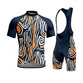 baratos Conjuntos de Roupa de Homem-Homens Camisa com Bermuda Bretelle Manga Curta Laranja Moto Esportes Gráfico Geométrica Riscas Roupa