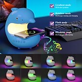 ieftine Lumini decorative-1 buc lumină de noapte mobilă cu încărcare wireless, player muzical, lumini colorate RGB, urmărește ritmul muzicii, drăguț în formă de delfin, mufă de tip C în dormitor, lumină de noapte cu funcție de