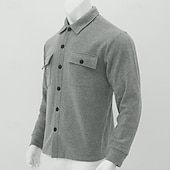 cheap Men&#039;s Jackets &amp; Coats-Men&#039;s Shirt Jacket Transition Jacket Daily Lightweight Pocket Summer Spring Plain Casual Lapel Light Grey Army Green Jacket