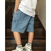 cheap Bottoms-Kids Boys Shorts Solid Color Breathable Soft Comfort Shorts School Cool Basic Black Blue Mid Waist