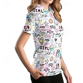 Χαμηλού Κόστους Γυναικείο πουκάμισο-Γυναικεία Γραφική Πουκάμισο τένις Κοντομάνικο Στάμπα UPF50+ Γρήγορο Στέγνωμα Τέννις Γκολφ Μπάντμιντον Περιλαίμιο Polo Μπλουζάκι Μπολύζες Λευκό Ροζ Ουρανί Ρούχα τένις