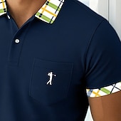 economico Polo classica da uomo-Per uomo Maglia da golf Polo Piqué Affari Casuale Colletto Polo a Coste Manica Corta Moda Essenziale Tinta unica Plaid Bottoni Logo Estate Primavera Primavera &amp; Autunno Vestibilità regolare Giallo