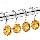 cheap Shower Curtains-12 Pcs Acrylic Decorative Rolling Diamond Shower Curtain Hooks Rust Proof Rhinestones Crystal Bling Shower Curtain Hooks for Curtain and Shower Rod, Clear Round