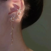 cheap Earrings-Zircon Flowers Without Ear Holes Tassel Ear Hanging Unique New Fairy Ear Accessories