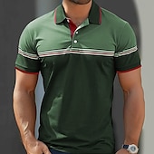 levne Pánské golfové polo tričko-Pánské Proužky Pólo Krátký rukáv Polo tričko Košile s límečkem Na běžné nošení Škola Venkovní Denní nošení 3D tisk Léto Vodní modrá Hnědá Trávová zelená