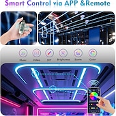 abordables Bandes lumineuses led-Bande lumineuse LED néon 2 m/3 m/5 m, bande lumineuse étanche à 360 degrés avec télécommande de synchronisation musicale &amp;Éclairage flexible alimenté par USB pour salle de jeux intérieure/extérieure,