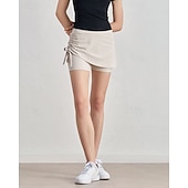 cheap Women&#039;s Skirts &amp; Skorts-US Open Women&#039;s Tennis Skirts with Shorts Ruched Drawstring 2 in 1 Breathable Tennis Golf Running Solid Colored Black White Tennis Clothing