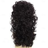 levne Historické paruky-Hnědé kudrnaté mullet paruky pro muže 80. let dlouhé kudrnaté hippie rockové kostýmy cosplay paruka Halloweenské paruky