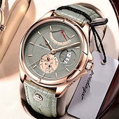 economico Orologi meccanici-Orologio da uomo, moda, lusso, sportivo, orologio da polso da uomo, impermeabile, luminoso, in pelle, con data, al quarzo.