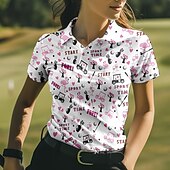 Χαμηλού Κόστους Γυναικείο πουκάμισο-Γυναικεία Γραφική Πουκάμισο τένις Κοντομάνικο Στάμπα UPF50+ Γρήγορο Στέγνωμα Τέννις Γκολφ Μπάντμιντον Περιλαίμιο Polo Μπλουζάκι Μπολύζες Λευκό Ροζ Ουρανί Ρούχα τένις
