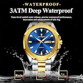 economico Orologi al quarzo-Orologio da polso di lusso da uomo, impermeabile, luminoso, con settimana e data, originale, in acciaio inossidabile, sportivo, al quarzo, da uomo.