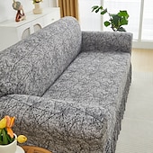 abordables Funda de sofá-Funda de sofá de 1 pieza con volante, moderna, elástica, ajustada, con detalles elásticos, lavable a máquina, con impresión reactiva, adecuada para sillones, sofás dobles, triples y cuádruples.