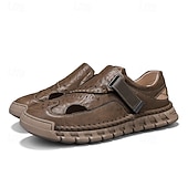billiga Avslappnade sandaler-herrsandaler bruna friluftssandaler med kardborreband och bekväm design för vandringsresor och vardagsbruk