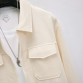 abordables Manteaux &amp; vestes-Homme Veste Légère Chemise Veste Veste de transition Vacances Quotidien Chaud Avec Poches Été N / C Uni Mode Classique Revers Régulier Noir Blanche Kaki Gris Veste