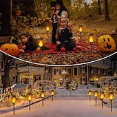 cheap Landscape Lights-6 Pcs Outdoor Waterproof Solar Torch Light Flashing Flame Pathway Light Courtyard Garden Lawn Path Villa Fence Lighting Landscape Decoration Light