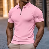 billige Herre Klassisk Polo-Herre Kvart zip-polo Golf poloskjorter Avslappet Daglig Kortermet Mote Grunnleggende عادي Glidelås Sommer Vår sommer Slank Fasong Lyseblå Hvit Rosa Kongeblå Kakifarget Kvart zip-polo