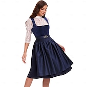 Χαμηλού Κόστους Dirndl-Φόρεμα Dirndl Γυναικείου Πράσινου Βαυαρίας με Ποδιά Σατέν και Μπλούζα Δαντέλας για το Oktoberfest