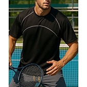 levne Pánská košile-US Open Pánské Jednobarevné Sportovní košile Tenisové tričko Krátké rukávy Kontrastní vazba Ter Emen Odvod vlhkosti Prodyšné Tenis Golf Pickleball Černá Žlutá Šedá Oblečení na tenis