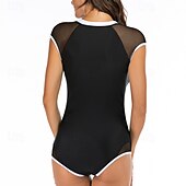 abordables Lycra de surf-Femmes Maillot Anti UV Maillot de bain 1 pièce Protection Solaire UV UPF50+ Sans manches Maillot de Bain maillot de bain ​fermeture éclair sur le devant Natation Surf Plage Sports Nautiques Patchwork