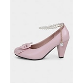 abordables Années 1950-Escarpins à talons hauts en similicuir rose pour femme – détail nœud avec bracelet de cheville en perles, style chic pour mariages, fêtes et occasions spéciales