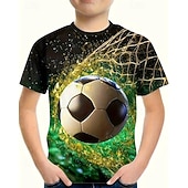 economico Sport e Giochi 3D per Ragazzi-Ragazzi 3D Calcio Maglietta Manica Corta Estate Primavera Moda Essenziale Bambini 4-12 Anni Girocollo All'aperto Casuale Quotidiano Vestibilità regolare