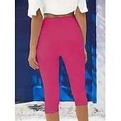  Damskie Spodnie capri Getry Urlop Moda Moda miejska Capris Wysoka talia Jednokolorowe Drukowanie Keep Warm Miękka Oddychający Elastyczny Codzienny Na zewnątrz Urlop Turkusowy Czarny Biały Fuksja Lato
