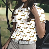 olcso Női ing-US Open Női Teniszing Rövid ujjú Nyomtatott UPF50+ Gyors szárítás Tenisz Golf Tollaslabda Polo gallér Állat Póló Felsők Fehér Sárga Rózsaszín Tenisz ruházat