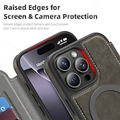 cheap iPhone Cases-Phone Case For Apple AirTag iPhone 16 Pro Max Plus iPhone 15 14 Pro Max Plus iPhone 13 12 Pro Max Magnetic Adsorption Flip Cover Support Wireless Charging Card Slot Shockproof TPU PC PU Leather