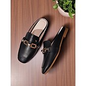 billiga Träskor och tofflor till damer-Svarta damloafers med guldfärgad kedjedetalj, slip-on platta kontorsskor utan rygg för arbete, daglig pendling och business casual