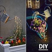 baratos Luzes solares de corda-1 Pc String Light de Fio de Cobre Solar à Prova D&#039;água Luz de Corrente de Luz Streaming Luz de Cascata 2M-200 Feixes de LED Jardim Decoração de Atmosfera para Casamento Festival Interno e Externo