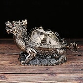 cheap Smoking Accessories-Vintage Ashtray with Lid, Dragon Turtle Windproof Ashtray for Home Living Room, Anti-Smoke Decorative Covered Ashtray Ornament