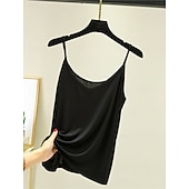 cheap Plain Tank Top-Women&#039;s Camisole Tank Top Solid Color Daily Sleeveless Crew Neck Regular Tops Daily Backless Light Blue Iron Gray Denim Blue Matcha green Black Summer