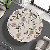 cheap Kitchen &amp; Table Linens-Round Vinyl Fitted Tablecloth with Flannel Backing Elastic Edge Design Table Cover Waterproof Oil-Proof PVC Table Cloth Stain-Resistant Wipeable for Round Table
