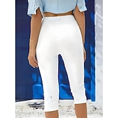  Damskie Spodnie capri Getry Urlop Moda Moda miejska Capris Wysoka talia Jednokolorowe Drukowanie Keep Warm Miękka Oddychający Elastyczny Codzienny Na zewnątrz Urlop Turkusowy Czarny Biały Fuksja Lato
