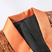 abordables Blazers pour hommes-Homme Ensemble Blazer Scène Fête de mariage Fête / Cocktail Mode Occasionnel Printemps Automne Polyester Uni Boutons Avec Poches Confortable Simple Boutonnage veste Orange