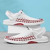 preiswerte Urlaubsandalen-Herren-Sneaker in Rot und Marineblau, Laufschuhe mit einzigartigem Schnürdesign und gepolsterter Sohle für Sport und Freizeit