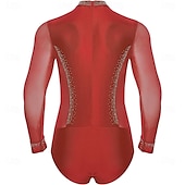 cheap Boys&amp;Men Figure Skating Costumes-Men&#039;s Shiny Rhinestone Mock Neck Latin Tango Dance Shirt Latin Tango Training Performance Bodysuit