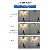 economico Applique per esterni-1 lampada da parete solare impermeabile per esterni con 58 LED, illuminazione per cortile, portico, garage, giardino, tre modalità di illuminazione intelligente con rilevamento del corpo umano, luci da parete su e giù