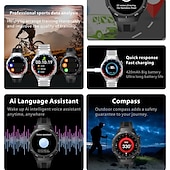 baratos Smartwatch-Relógio inteligente S6Pro 1,62&quot; Bluetooth, rastreador de fitness para homens com bússola, contador de passos, lembrete de chamadas e mensagens, monitor de sono, assistente de voz, à prova d&#039;água IPX, compatível com Android e iOS