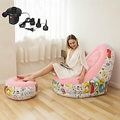お買い得  屋外活動-フットペダル付きポータブルインフレータブルソファ - キャンプ用の快適な折りたたみ式アウトドアソファ（修復キット付き）