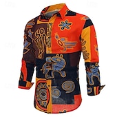 cheap Tops-Retro Vintage Boho 1970s Shirt Hippie Tribal African Pattern Fancy Dress Men's Halloween Carnival Street Dance Retro Theme Party Festival Adults' Shirt