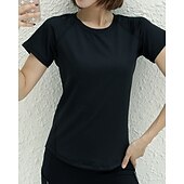 baratos Camisa Feminina-Mulheres Cor Sólida Camisa Esportiva Camisa de tênis Top de tênis Manga Curta Com Transparência Detalhes Refletores Pavio Humido Tênis Golfe Cooper Arredondar Preto Branco Verde Claro Roupas de tênis