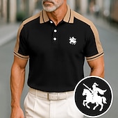 preiswerte Klassisches Poloshirt für Herren-Herren Baumwoll-Poloshirt Golfshirt Geschäft Revers Kurzarm Mode Basic Farbblock Patchwork Bestickt Sommer Weinrot Schwarz Grün aschgrau Dunkel Blau Hellblau Baumwoll-Poloshirt