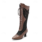 baratos Calçado-Rococó Barroco Vitoriano Sapatos Botas Longas Salto Alto Mulheres Real Dia Das Bruxas Carnaval Baile de Máscaras Espetáculo Festas &amp; Noite Carnaval de Veneza Adulto Sapatos