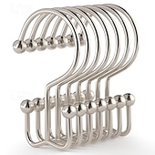 cheap Shower Curtains-Shower Curtain Hooks, 12 Pcs Shower Curtain Rings, Durable Rust Proof Black Shower Curtain Hooks, Shower Rings for Curtain, Double Glide Shower Curtain Hooks for Shower Curtain Rods
