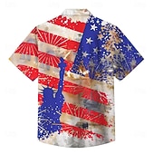  Camisa patriótica masculina da bandeira americana dos EUA do Dia da Independência camisa de verão camisa de botão manga curta moda casual férias verão primavera colarinho dobrável impressão 3D