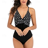 abordables Maillots une pièce et tankinis-Femmes Maillot de bain 1 pièce Dos Nu Maillot de Bain Fleuri Maillots de Bain Noir Blanche Respirant Séchage Rapide Sans manches - Natation Surf Plongée en apnée Été
