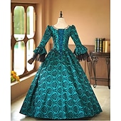 abordables Robes-ancien Rococo Renaissance Maxi Robe Normal Juliette Princesse Mariée Plissé Volanté Princesse Col rond Déguisement Femmes Halloween Carnaval Mascarade Soirée Halloween Performance Adultes
