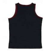 billiga Gym-toppar-Herr Linne Undertröjor Ärmlös tröja Ärmlös Rund hals Sommar Bokstav Mode Designer Grundläggande Lappverk Semester Gata Utekväll Svart Vit Rubinrött Topp t-shirt för män